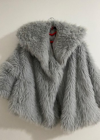 Gri suni kürk peluş ceket - Görsel 3