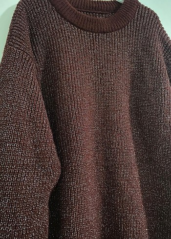 Bordo Triko Simli Kazak - Görsel 3