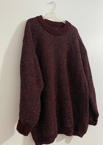 Bordo Triko Simli Kazak - Görsel 2