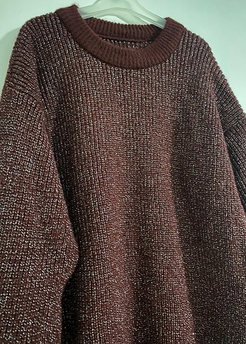 Bordo Triko Simli Kazak - Görsel 4