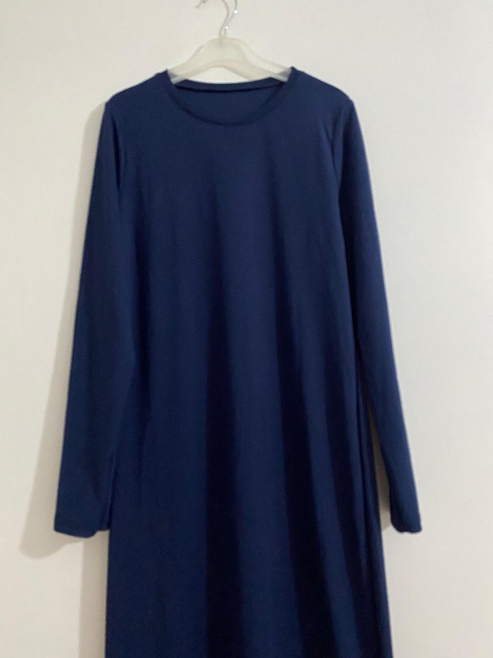 Lacivert Penye Elbise - Görsel 4