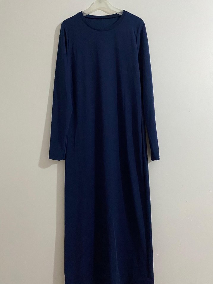 Lacivert Penye Elbise - Görsel 3