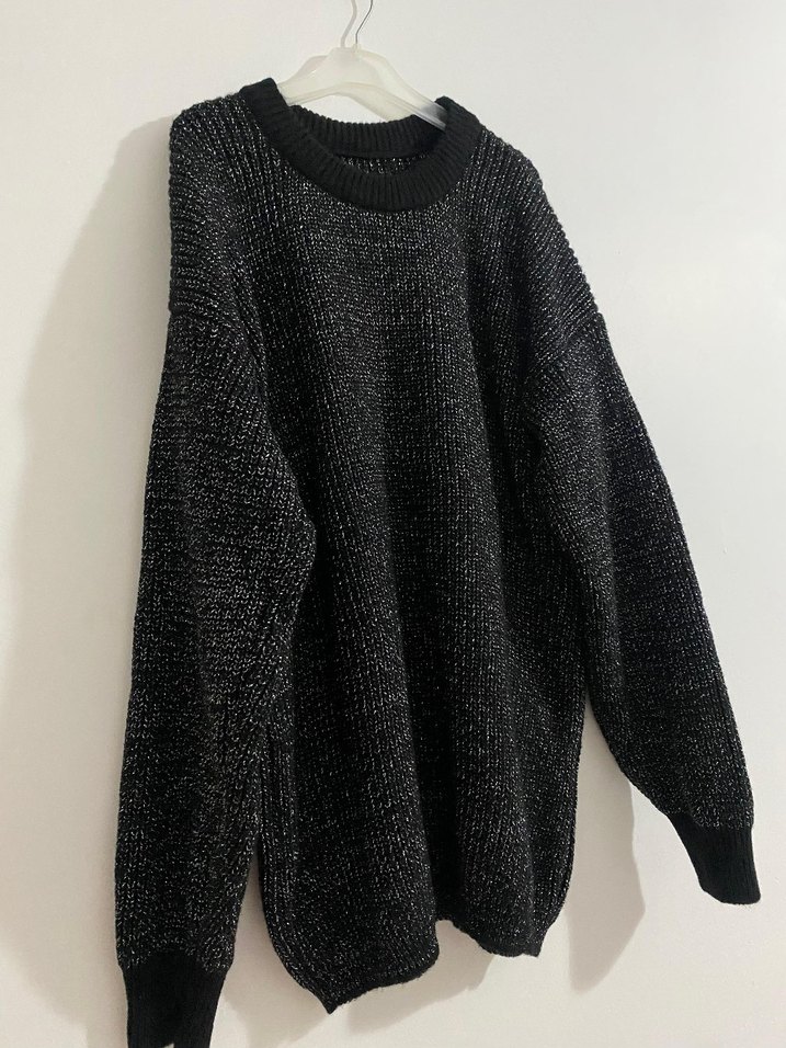 Siyah simli triko Kazak - Görsel 2