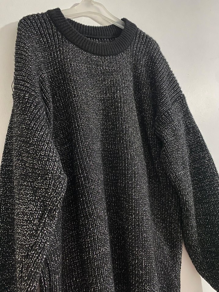 Siyah simli triko Kazak - Görsel 4