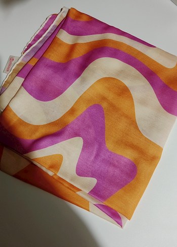 Renkli Retro Kadın İpek Şal - Görsel 2