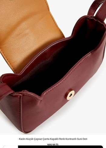 Bordo Kapaklı Kadın Deri Çapraz Çanta - Görsel 2