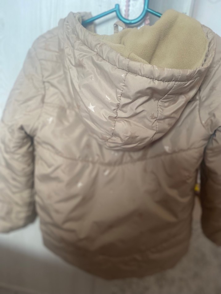 Bej Parlak Düğmeli Kız Mont - Görsel 3