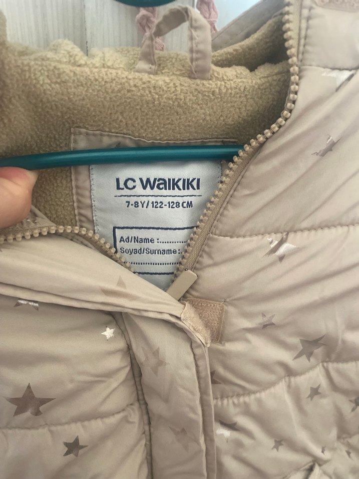 Bej Parlak Düğmeli Kız Mont - Görsel 2