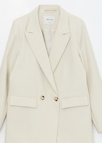 Bej Kadın Blazer Ceket Notch Yaka - Görsel 3