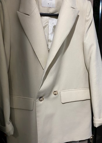 Bej Kadın Blazer Ceket Notch Yaka - Görsel 4