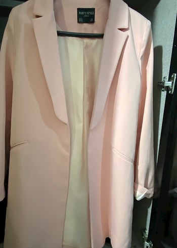 Pembe Uzun Kesim Kadın Blazer Ceket - Görsel 2
