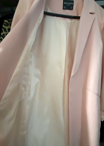 Pembe Uzun Kesim Kadın Blazer Ceket - Görsel 3