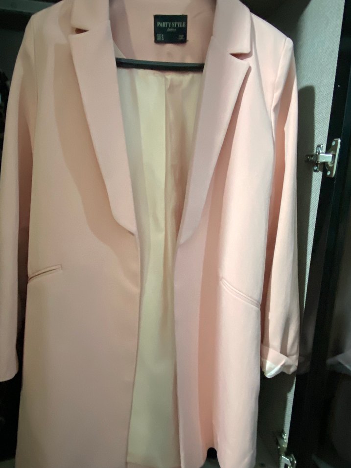 Pembe Uzun Kesim Kadın Blazer Ceket - Görsel 2