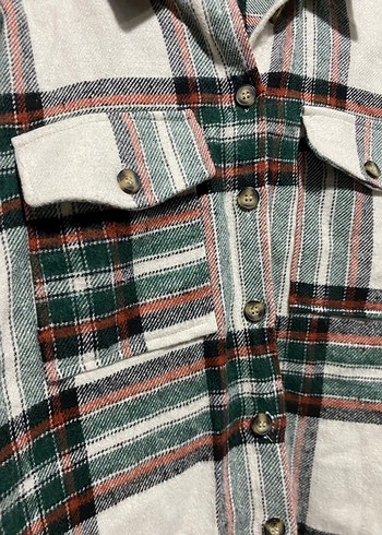 Düğmeli Ekose Desenli Salaş Kadın Gömlek - Görsel 2