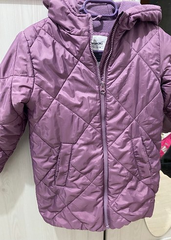 Kız Çocuk Mor Kapitone Mont Fermuarlı - Görsel 3