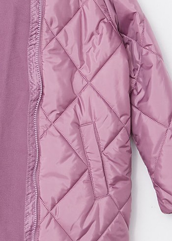 Kız Çocuk Mor Kapitone Mont Fermuarlı - Görsel 2