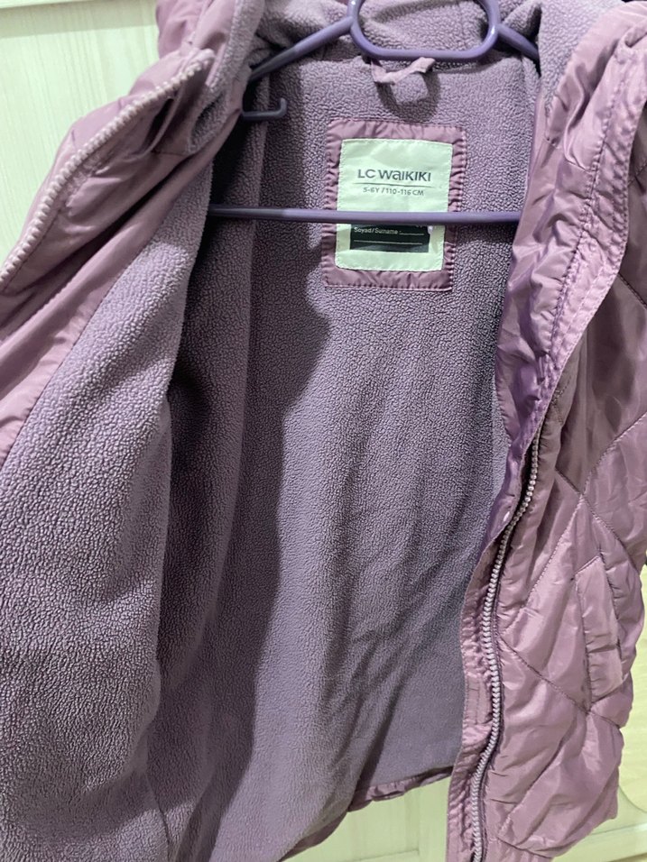 Kız Çocuk Mor Kapitone Mont Fermuarlı - Görsel 4