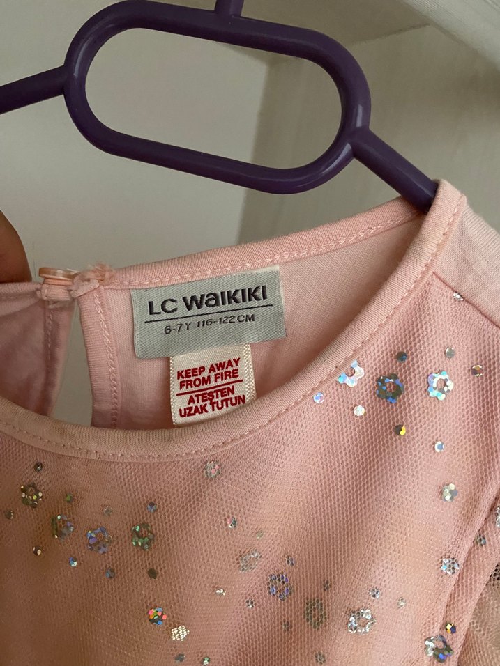 Pembe Parlak Kız Çocuk Elbisesi - Görsel 3