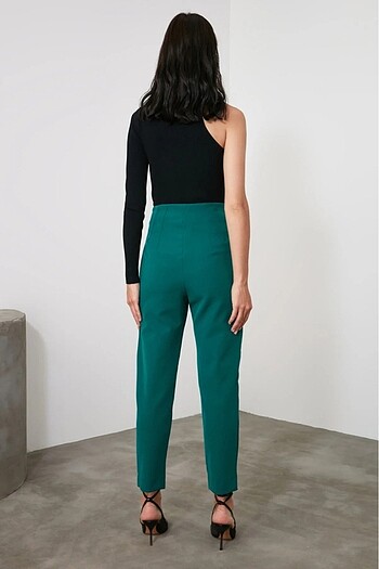 Beli pensli zümrüt yeşil pantolon - Görsel 4