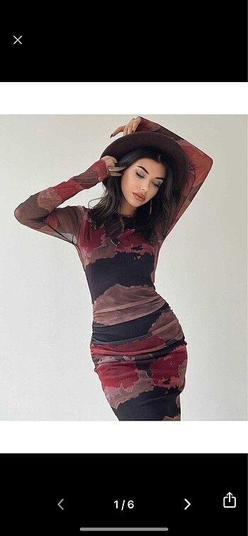 Diğer Astarlı desenli tül elbise