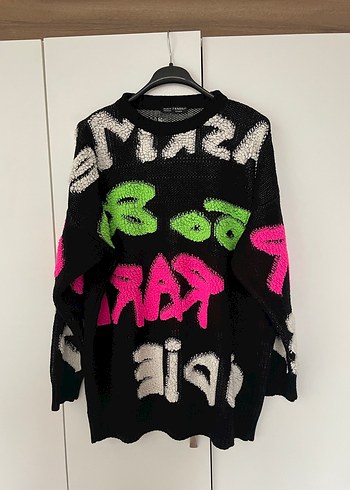 Renkli Baskılı Oversize Kadın Kazak - Görsel 2