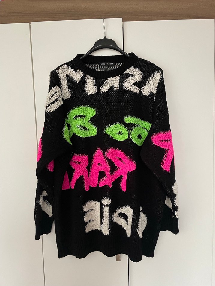 Renkli Baskılı Oversize Kadın Kazak - Görsel 2