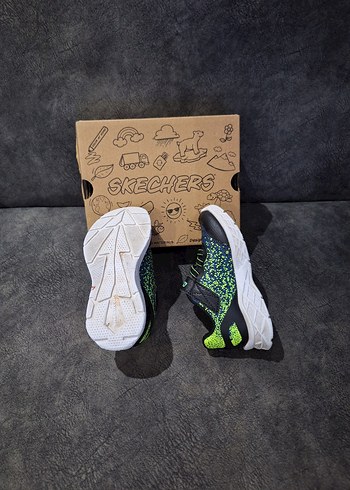 24 Beden yeşil Renk Skechers Erkek Çocuk Renkli Cırtlı Spor Ayakkabı