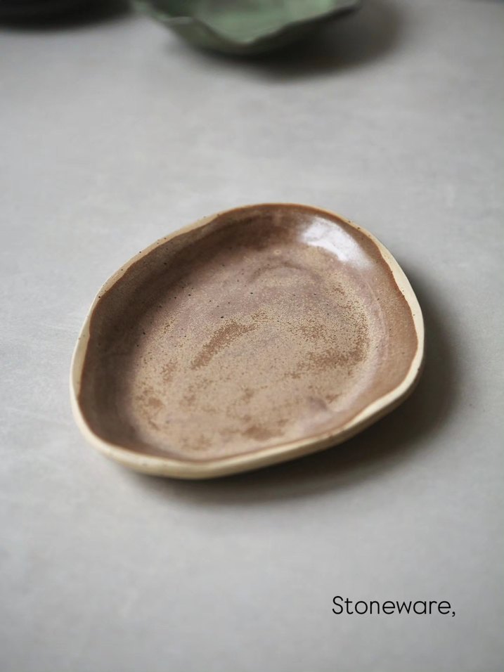 Bej Bohem Tarzda Oval Tabak - Görsel 2