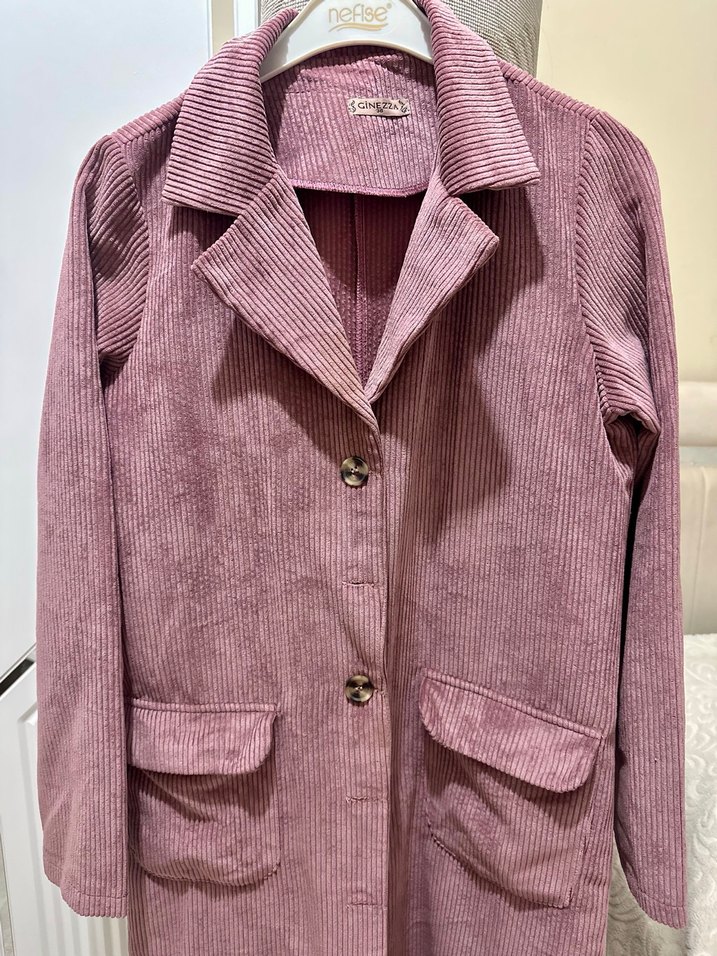 Kadife Uzun Kadın Kaban - Görsel 3