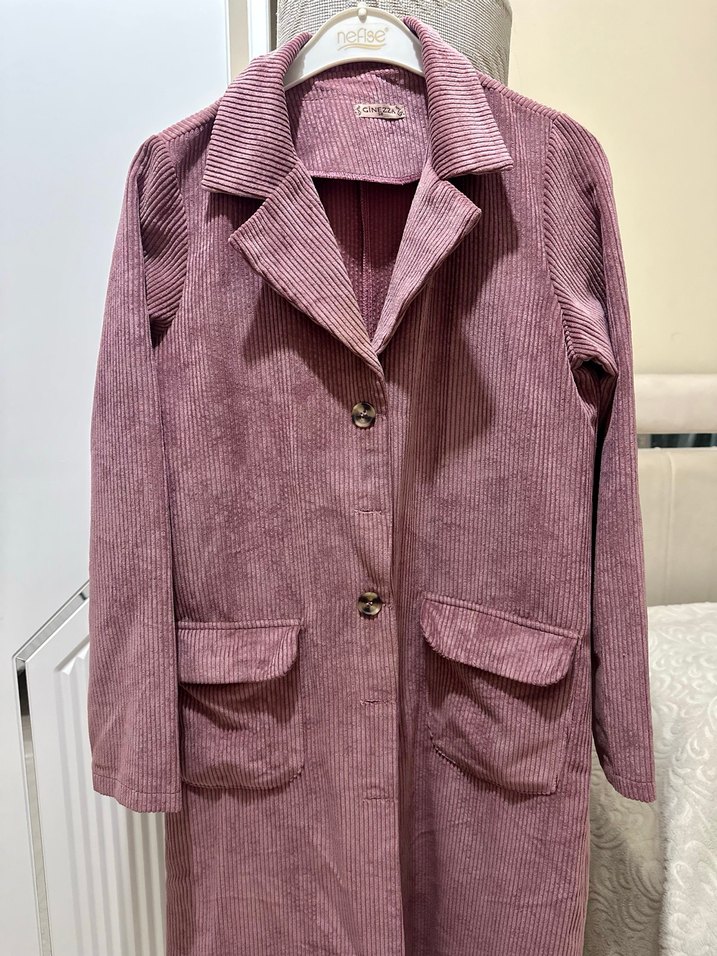 Kadife Uzun Kadın Kaban - Görsel 2