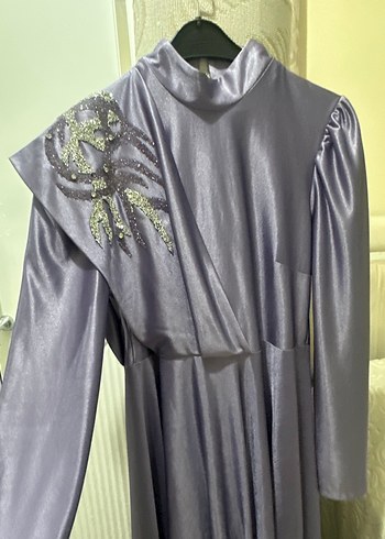 Parlak Mor Uzun Abiye Elbise - Görsel 5