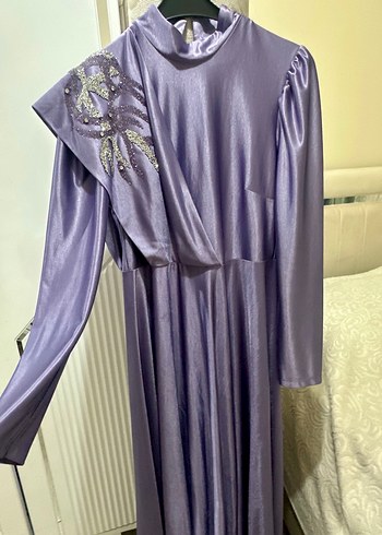 Parlak Mor Uzun Abiye Elbise - Görsel 3