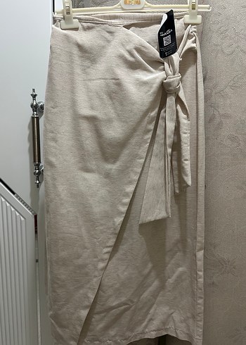 Bej Uzun Keten Etek - Görsel 2