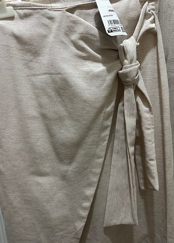 Bej Uzun Keten Etek - Görsel 3