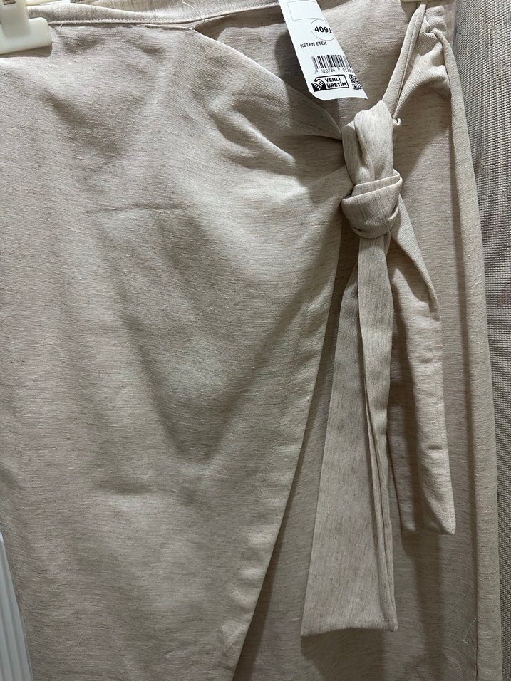 Bej Uzun Keten Etek - Görsel 3