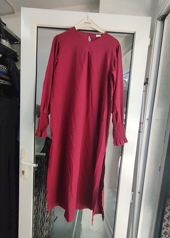 Bordo Uzun Kollu Kadın Elbise