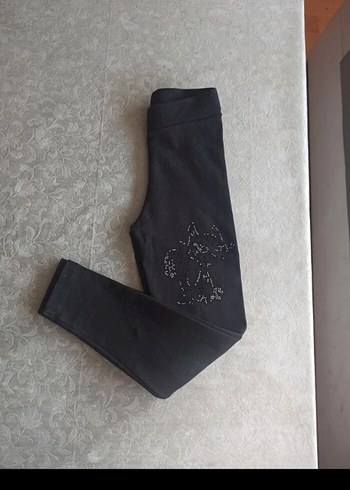 Kız Çocuk Siyah Nakışlı Tayt - Görsel 3