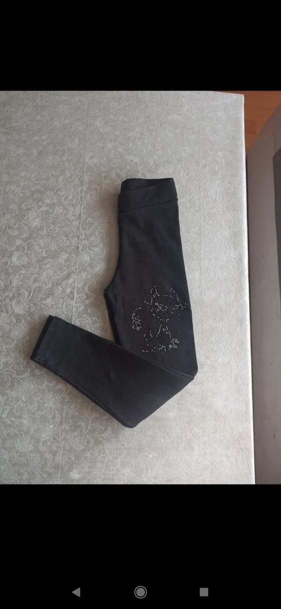 Kız Çocuk Siyah Nakışlı Tayt - Görsel 3