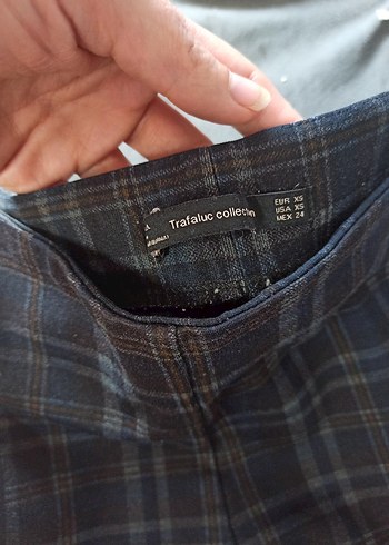 Gri Kareli yanları şerit tayt Pantolon - Görsel 4