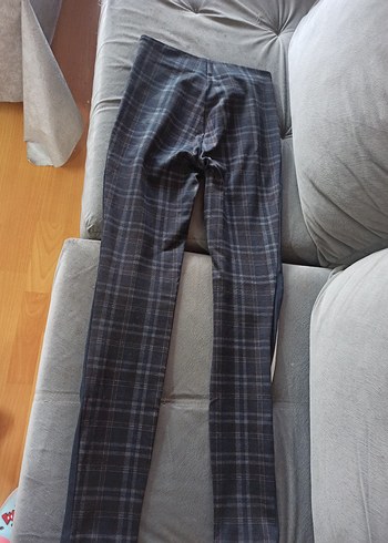 Gri Kareli yanları şerit tayt Pantolon - Görsel 5