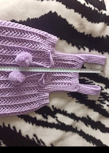 Kız Çocuk Mor Örgü Bohem Yelek - Görsel 4