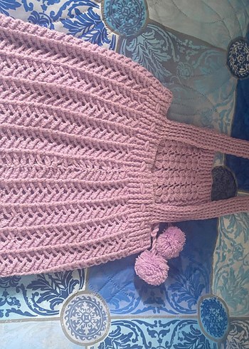 Kız Çocuk Mor Örgü Bohem Yelek - Görsel 6