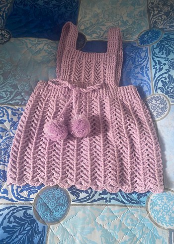 Kız Çocuk Mor Örgü Bohem Yelek - Görsel 7