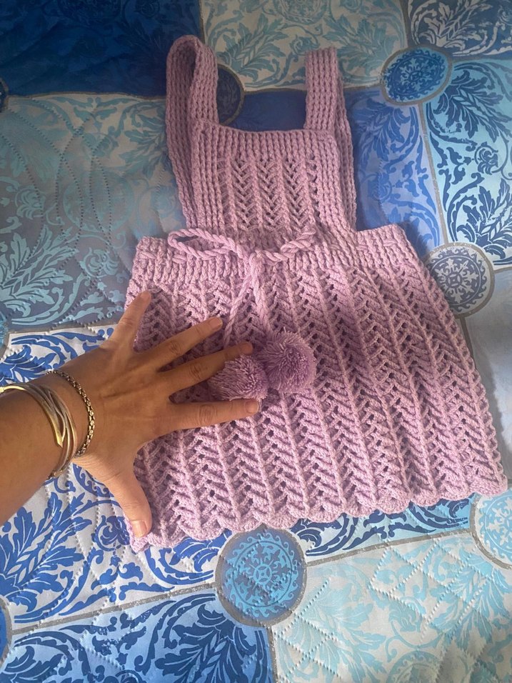 Kız Çocuk Mor Örgü Bohem Yelek - Görsel 5