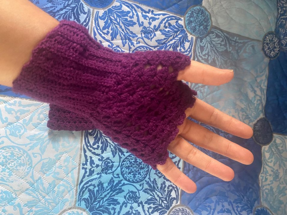 Bordo Örgü Bohem çocuk eldiven - Görsel 4