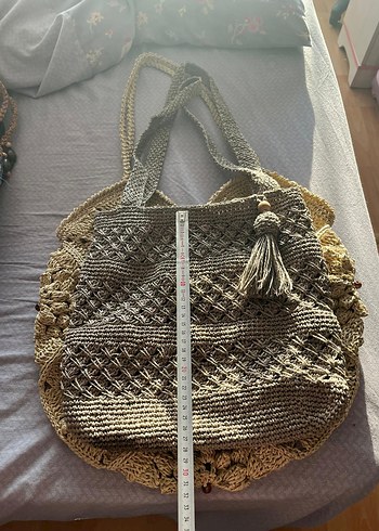 Boncuk Detaylı kahverengi kağıt ip - Görsel 6