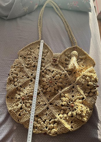 Boncuk Detaylı kahverengi kağıt ip - Görsel 7