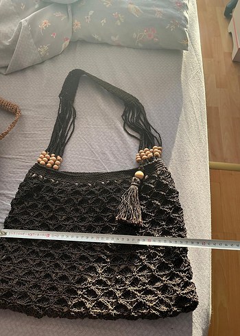 Boncuk Detaylı kahverengi kağıt ip - Görsel 3