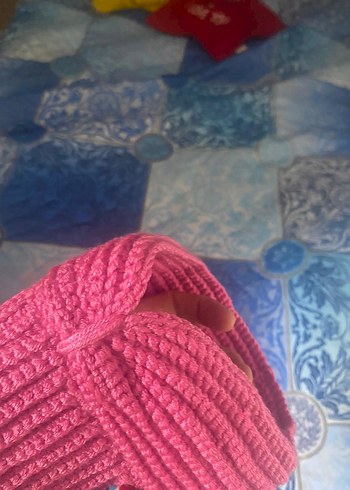 Pembe Örgü bebek Bere - Görsel 4