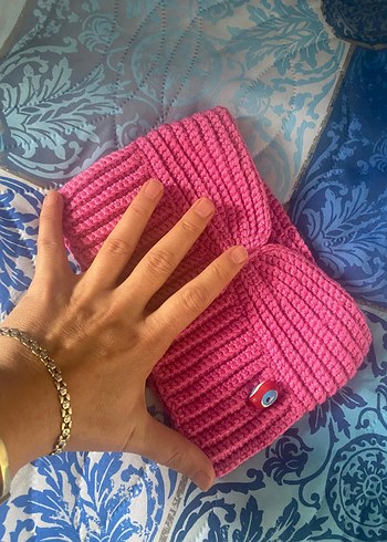 Pembe Örgü bebek Bere - Görsel 3